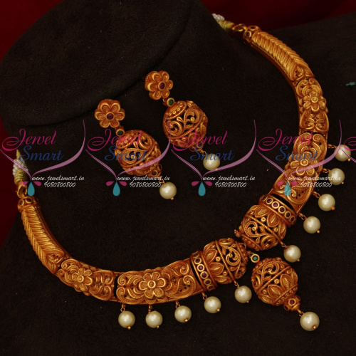 NL18463 Nakshi Handwork Gheru Reddish Gold Design Exclusive Jewellery Designs