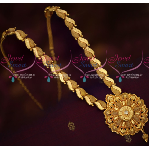 NL18377 South Indian Fancy Gold Covering Medium Haram Latest Daily Wear Jewellery Online