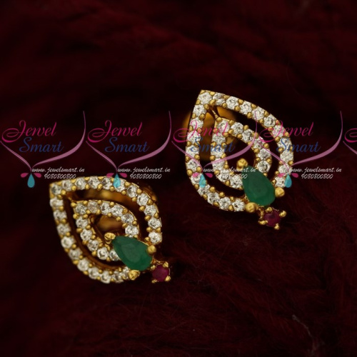 ER13556M Daily Wear AD Jewelry Ear Studs Multi Colour Light Weight Designs Online