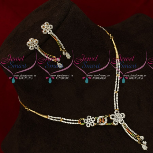 NL18595 CZ Stones Enamel Colour Trendy Stylish Delicate Necklace Set Online