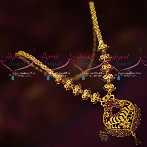 NL18349 South Indian Ruby Casual Wear Trendy Necklace Gold Plated Imitation Jewellery