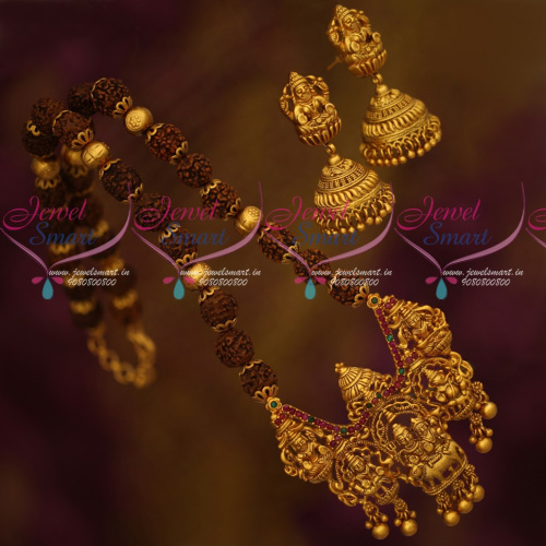 NL18499 Shiv Parivar Design Rudraksha Mala Temple Jewellery Traditional Gold Design Imitation