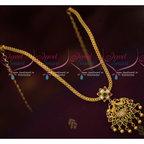 CS18319 Peacock Design Attiga Gold Covering Daily Wear Chain Pendant Latest AD Jewellery