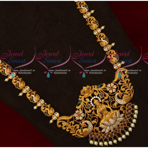 NL18461 South Indian Party Wear Jewellery Peacock Temple Haram Latest Designs