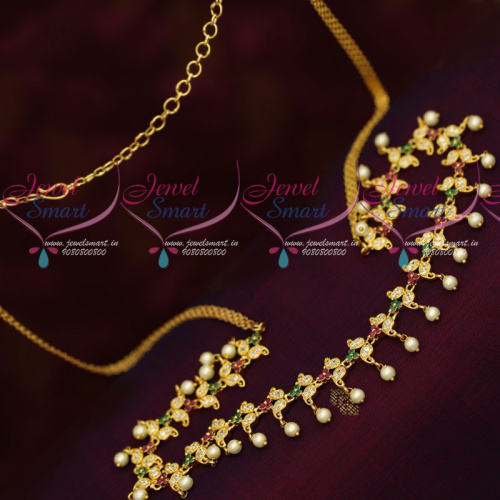 H19097 Delicate Mango Design Flexible Hip Chains Latest Fashion Jewellery AD Stones