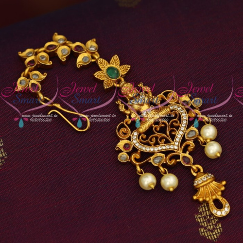 M18764 Antique Temple Jewellery Matte Gold Plated Maang Tikka New Designs