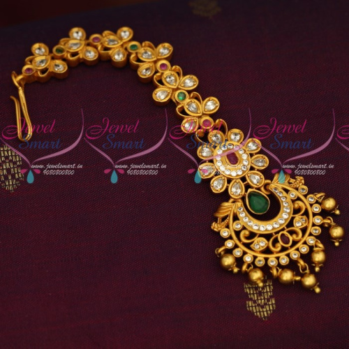 M18774 Floral Design AD Stones Matte Gold Finish Maang Tikka New Jewellery Collections