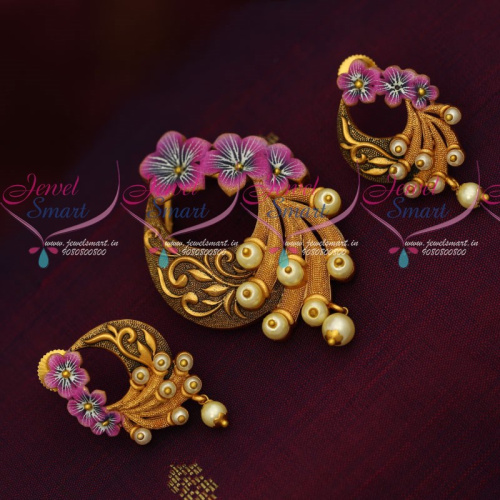 PS19088 Hand Painting Colourful Antique Gold Design Jewellery Pendant Set Online