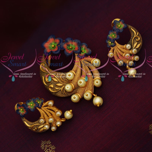 PS19090 Hand Painting Colourful Antique Gold Design Jewellery Pendant Set Online