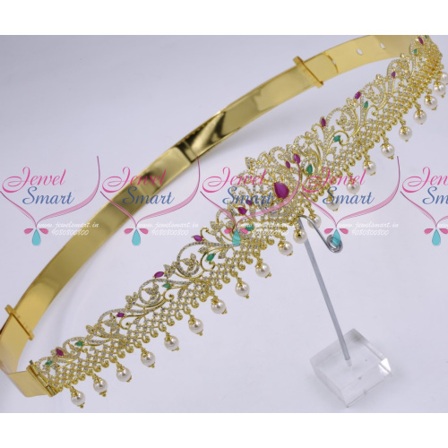 H18970 Latest Gold Plated Bridal Low Price Jewellery Traditional Design AD Oddiyanam