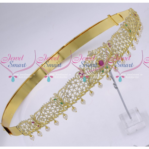 H18978 Latest Gold Plated Bridal Low Price Jewellery Traditional Design AD Oddiyanam