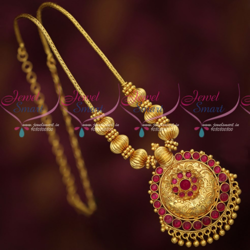 NL19006 Real Kemp Red Stones Casting Design Pendant Roll Kodi Beads Chain Gold Covering Jewellery