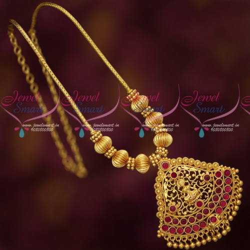 NL19011 Gold Covering Temple Jewellery Trendy Design Kemp Stones Pendant Online