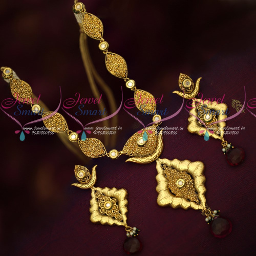 NL18715 Antique Gold Plated Kundan Meena Work Back Delicate Fancy Jewellery