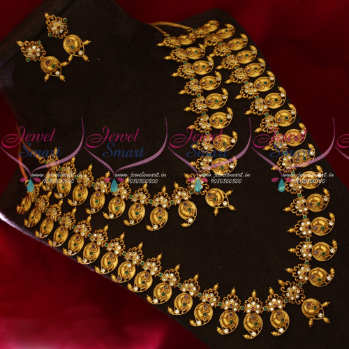 NL18780 Traditional Design Mango Mala Combo Long Short Bridal Jewellery Matte Gold Finish