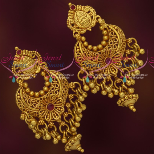 ER18949 One Gram Gold Temple Jewellery Screwback Earrings Traditional Designs