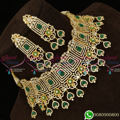 NL19471 American Diamond Green Dazzling Jewelry Enamel Colour Fusion Bridal Choker Necklace Online