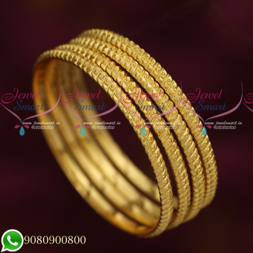 B19322 Daily Wear 4 Pcs Gold Plated Bangles Traditional Design Jewellery Online