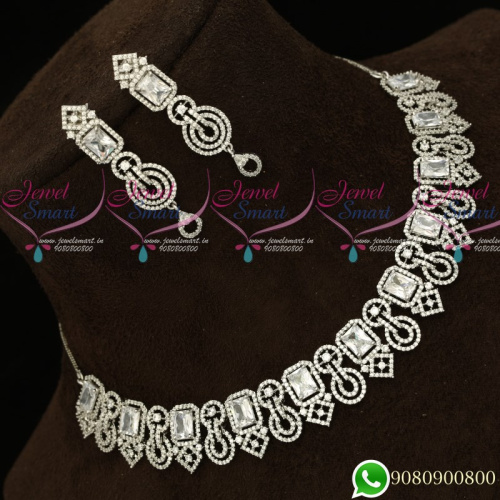 NL19467 Silver Plated Diamond Finish Fashion Jewellery Semi Precious Stones