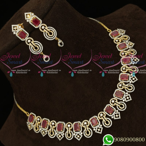 NL19468 Gold Plated Diamond Finish Ruby White Fashion Jewellery Semi Precious Stones