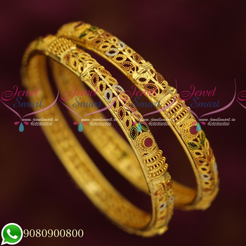 B19320 Forming Jewellery 2 Pcs Lightweight Gold Design Casual Wear Bangles Collections