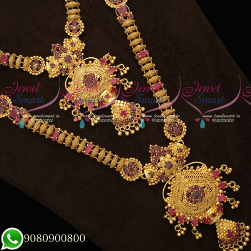 NL19316 South Indian Handmade Mini Bridal Set Micron Gold Plated AD Stones Collections