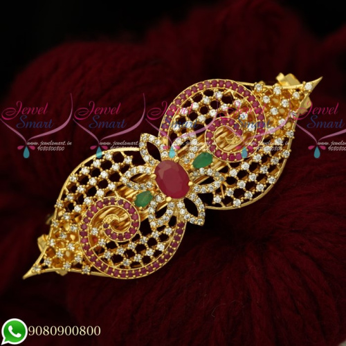 H19486 Gold Plated Hair Clips AD Multi Color Premium Quality Imitation Jewellery