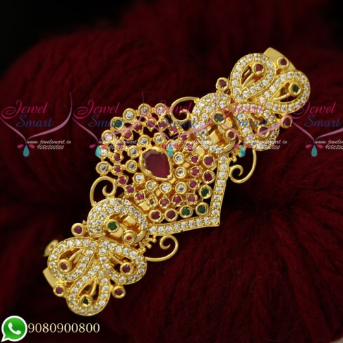 H19487 Gold Plated Hair Clips AD Dazzling Stone Premium Quality Imitation Jewellery