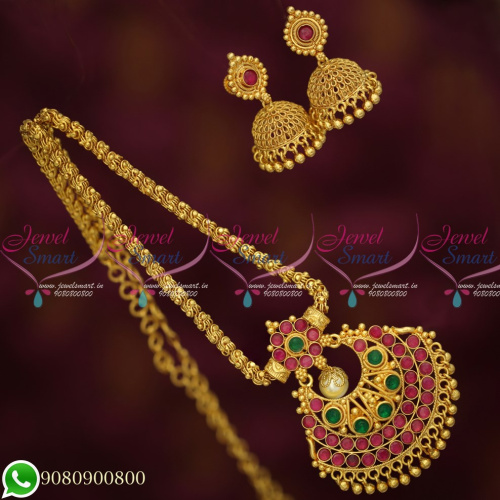 CS19460 Gold Plated Jewellery Daily Wear Chain Pendant Jhumka New Designs Online