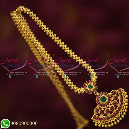 CS19454 Gold Plated Chain Pendant Ruby Emerald Stones Daily Wear Wholesale Prices Online