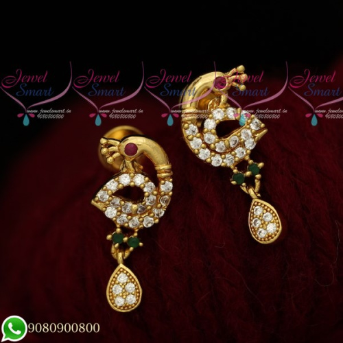 ER16320 AD Trendy Imitation Designs Small Ear Studs Pearl Drops Artificial Jewelry Online
