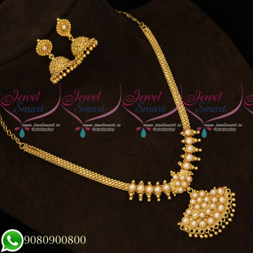 NL19039 Gold Plated Pearl Attiga Traditional Daily Wear Jewellery Collections