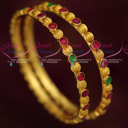 B19229 Real Kemp Stones Kharbuja Beads Traditional Gold Covering Casual Wear Jewellery Online