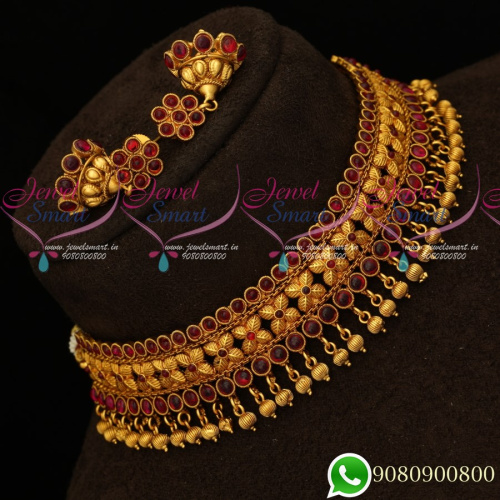 NL19423 Beautiful Choker Necklace Matte Reddish Gold Look Kemp Stones Jewellery