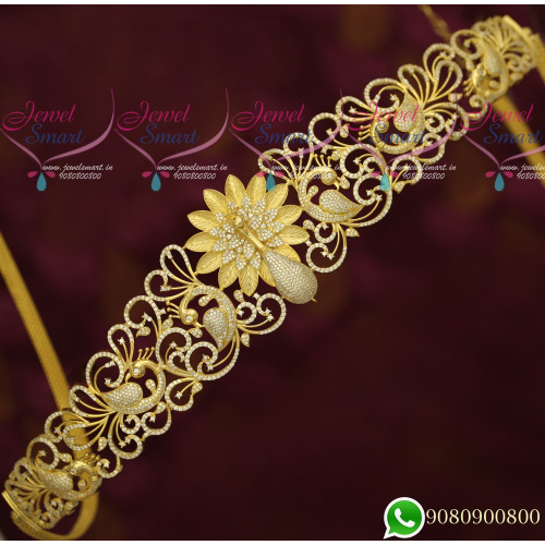 H19440 Peacock Design Grand Dazzling Bridal AD Stones Jewellery Designs New Collections
