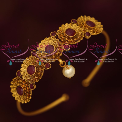 V19165R Antique Floral Design Bridal Jewellery String Vanki Latest Traditional Designs Online