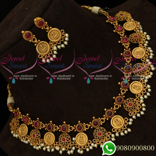 Delightful Kasumalai Temple Jewellery Set With a Designer Touch Coin Necklace 