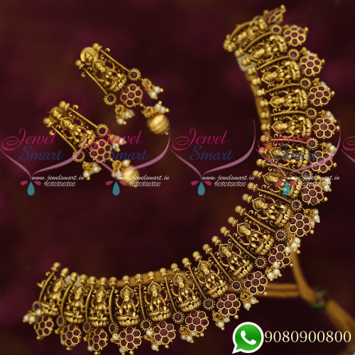 NL19625 Antique Gold Plated Temple Jewellery Nagas Traditional Look Imitation Online