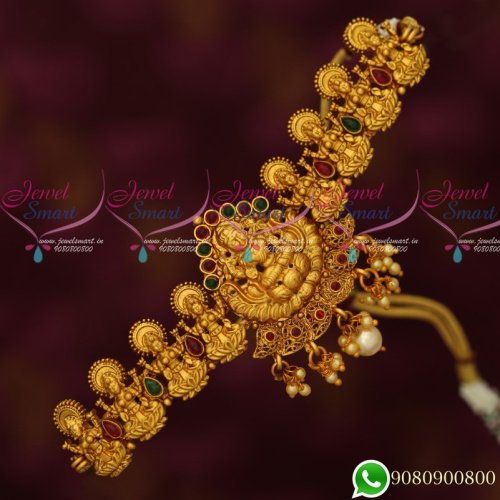 V19443 Gold Plated Matte Finish Temple South Indian Jewellery Vanki Bajuband