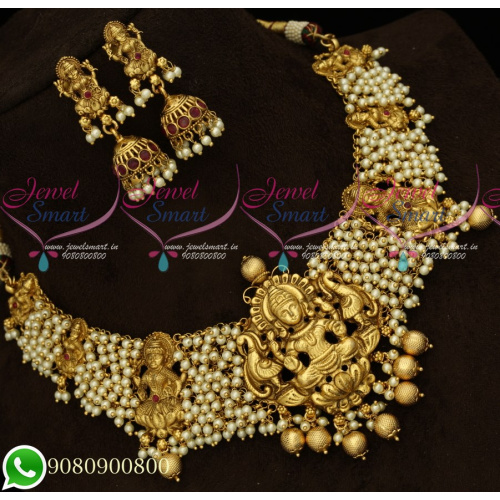 NL19347 Temple Premium Bridal Pearl Jewellery Beads Design Collections Wholesale Prices