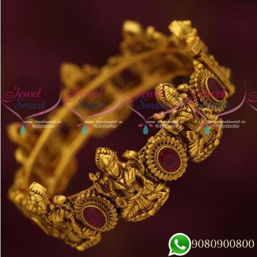 B16955 Gold Finish Antique Nakshi Temple Bangles Antique Plated Jewellery Online