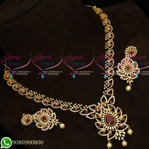 NL19633 Gold Plated AD Stones Jewellery Set Designs Latest Party Wear Collections Online