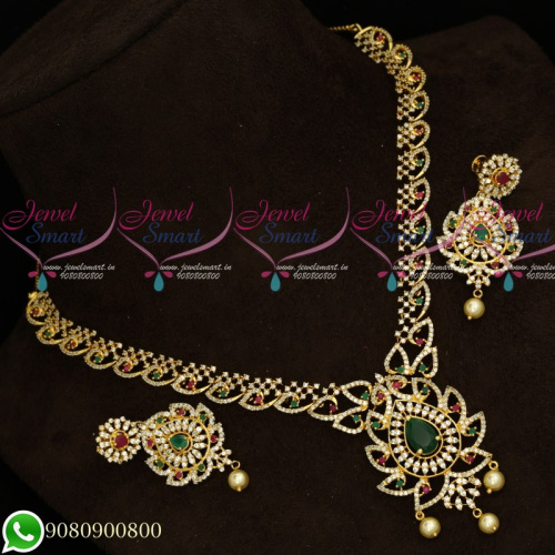NL19634 Gold Plated AD Stones Jewellery Set Designs Latest Party Wear Collections Online