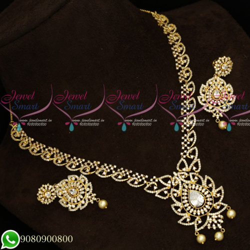 NL19635 Gold Plated AD Stones Jewellery Set Designs Latest Party Wear Collections Online