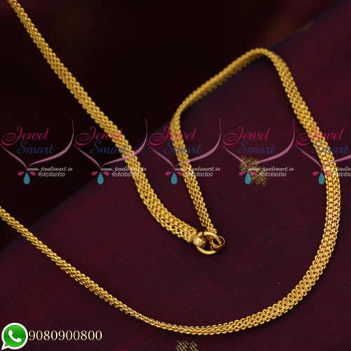 C19563 Gold Plated Chains Flat Designs High Quality Daily Wear 24 Inches 