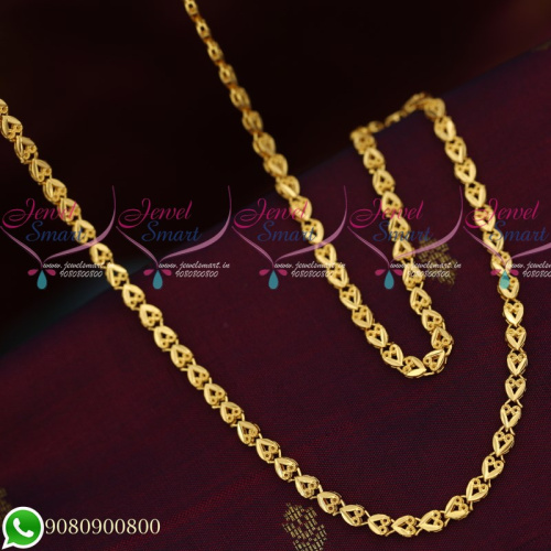 C19568 Gold Plated Chains Fancy Cutting Design Copper Metal 24 Inches Daily Wear Imitation