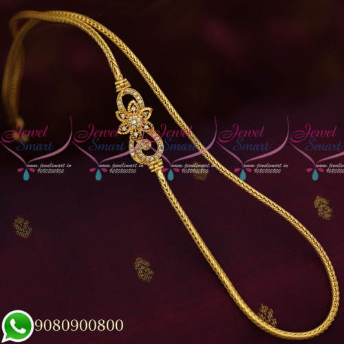 C19717 Floral Design Mugappu Thali Kodi Chain South Indian Jewellery Daily Wear Collecions Online