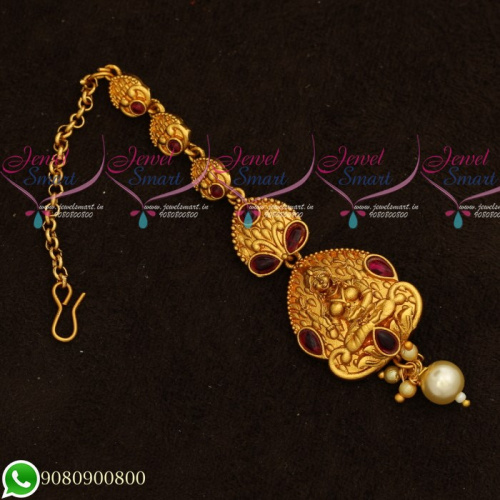 T19540 Temple Jewellery Maang Tikka Gold Plated Traditional Design Matte Finish Low Price Collections Online