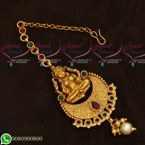 T19543 Temple Jewellery Gold Plated Maang Tikka Designs Traditiona Hair Accessory Online