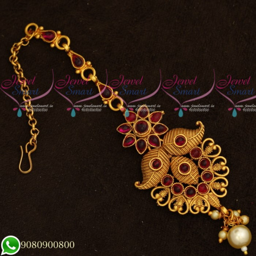 T19546 Maang Tikka Designs Gold Plated Traditional Jewellery Kemp Stones Collections